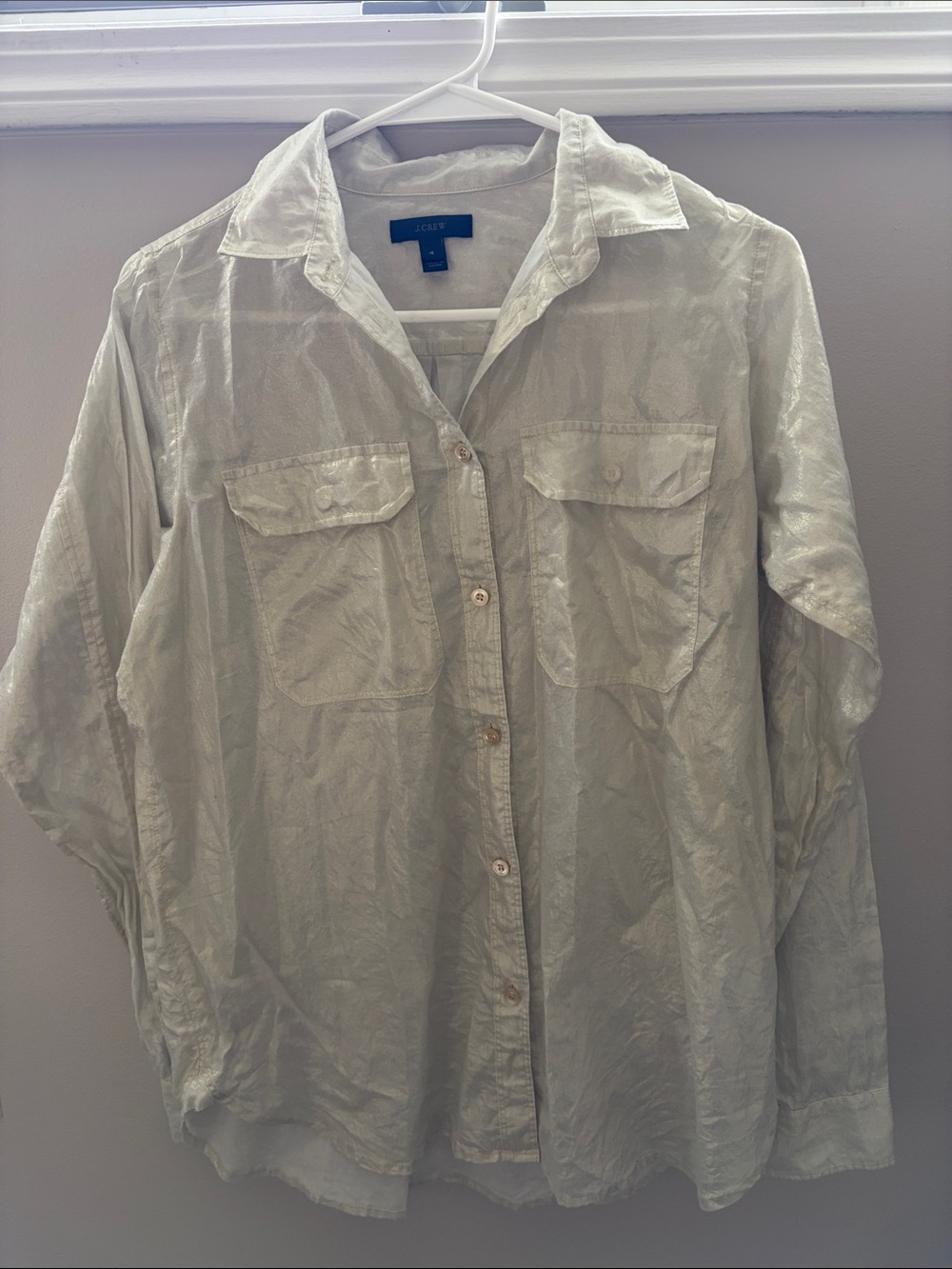 J. Crew Men's Button-Down Shirt in Light Sage Green
